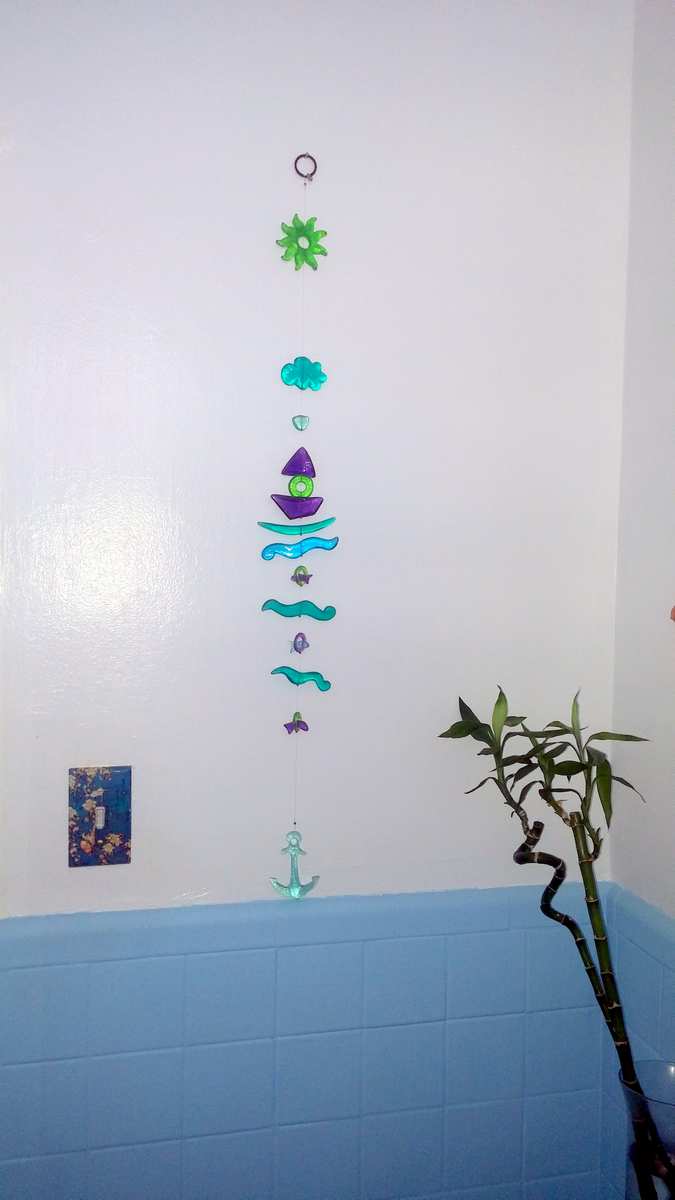 Small Bathroom Decor - Glass Wall Hanging by Orna Lalo