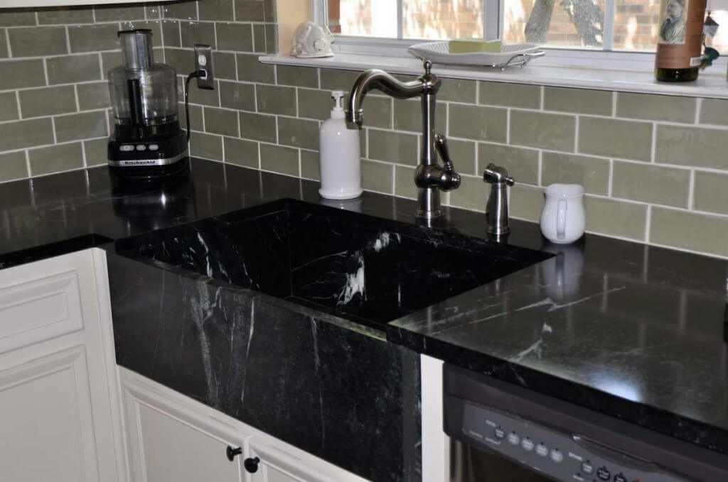 black soapstone kitchen sink