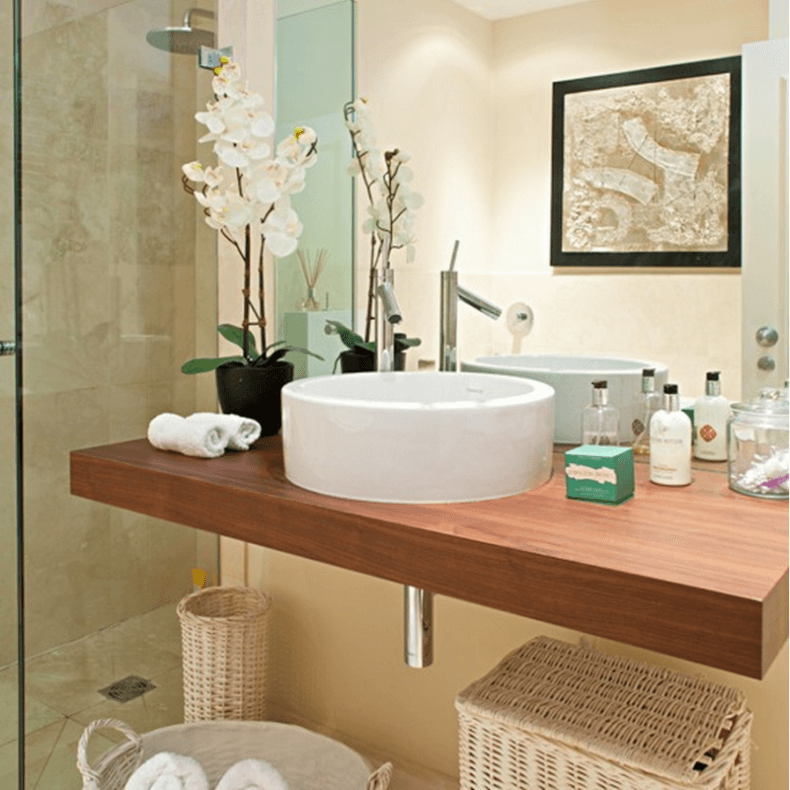 Modern White Bathroom Decor with a White Orchid Modern White Bathroom Decor with a White Orchid