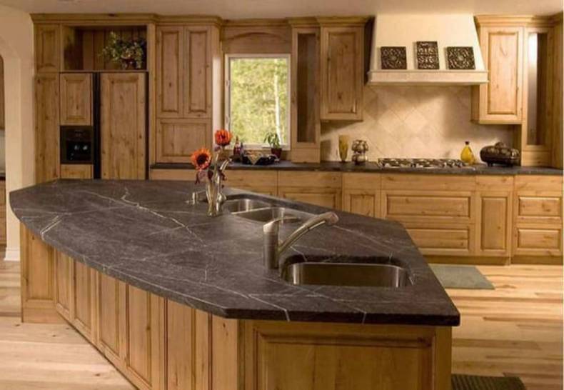 Black Soapstone Countertops In A Traditional Style Kitchen