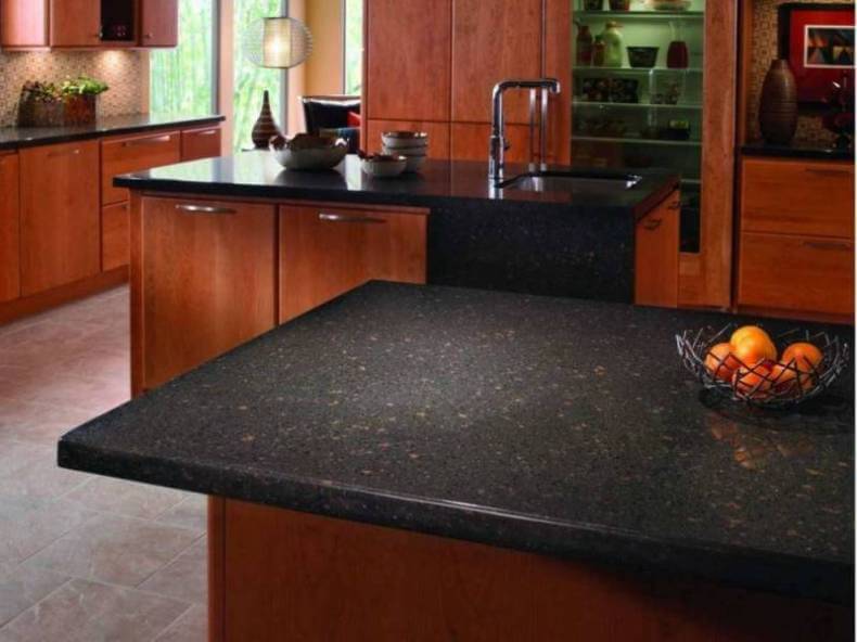 Dark Recycled Paper Kitchen Countertops In A Contemporary Style