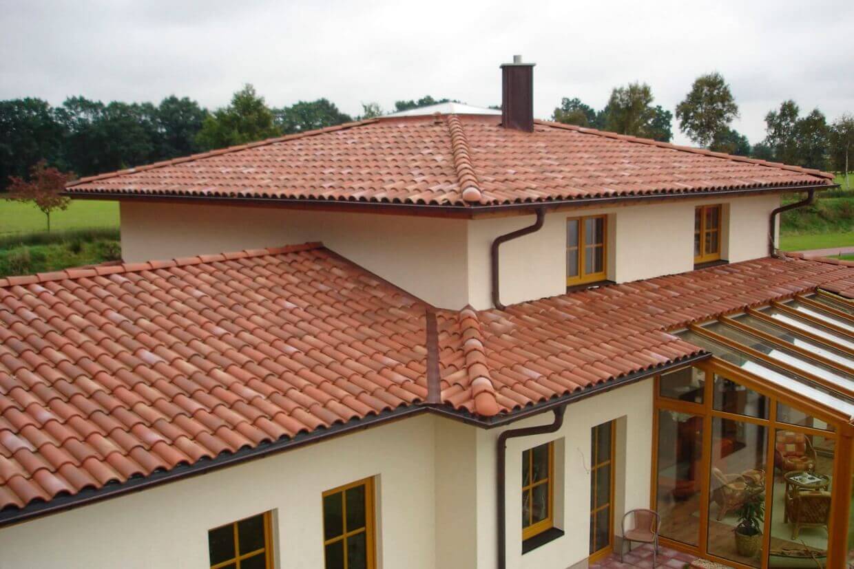 Clay Tile Roof  on a Spanish Style Modern Home Remodeling 