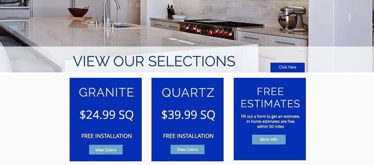 Countertop Prices - Granite $29 and Quartz $39