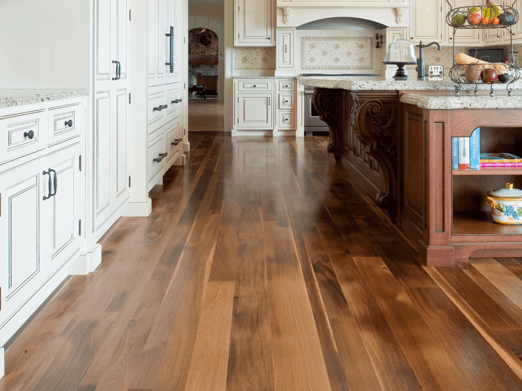 Hardwood Flooring in a Classic White Kitchen Remodeling Cost Calculator