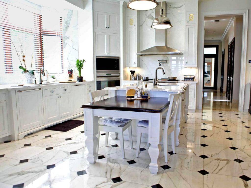 Light Gray Hexagon Concrete Flooring In This Neutral California