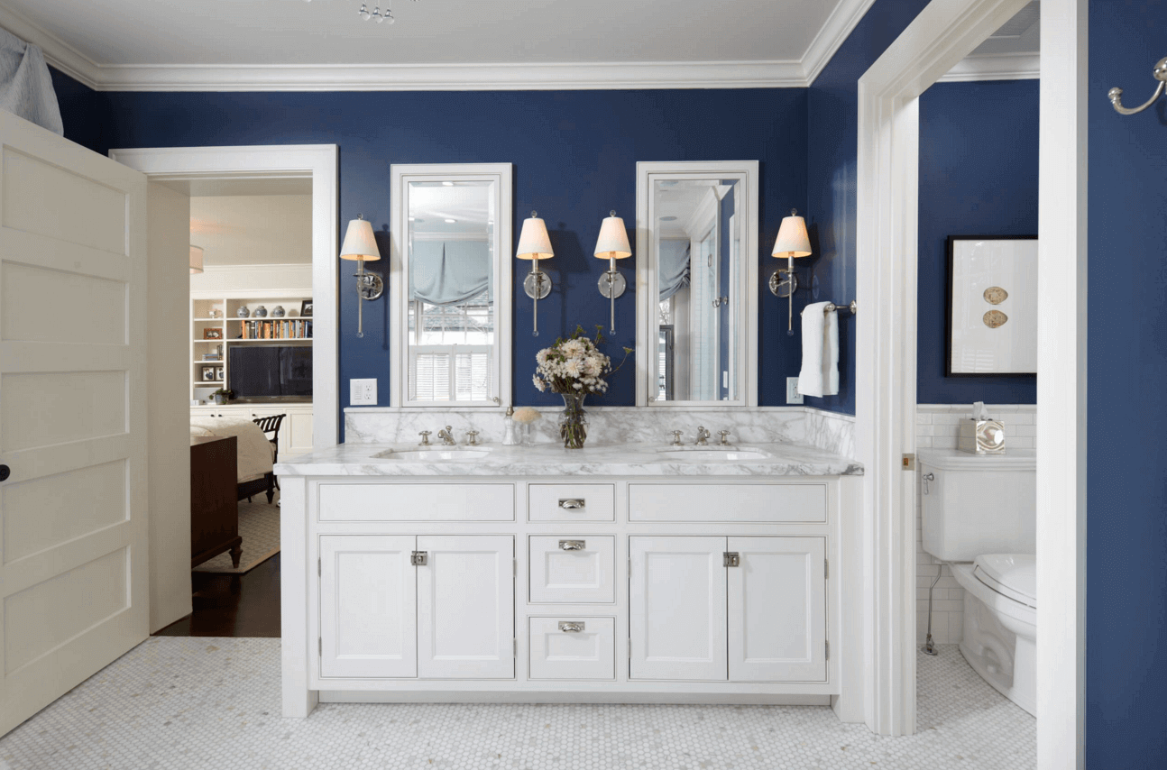 Navy color bathroom Remodeling Cost Calculator