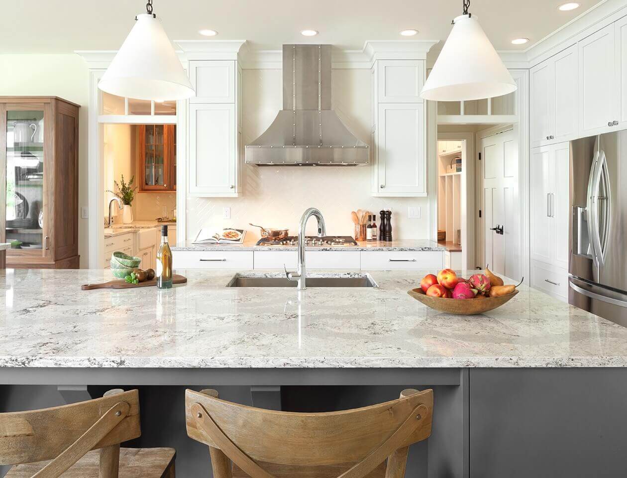 Quartz Countertops In A White Traditional Kitchen – Remodeling Cost