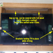 RV Flat Screen TV securing brackets prevent movement while driving